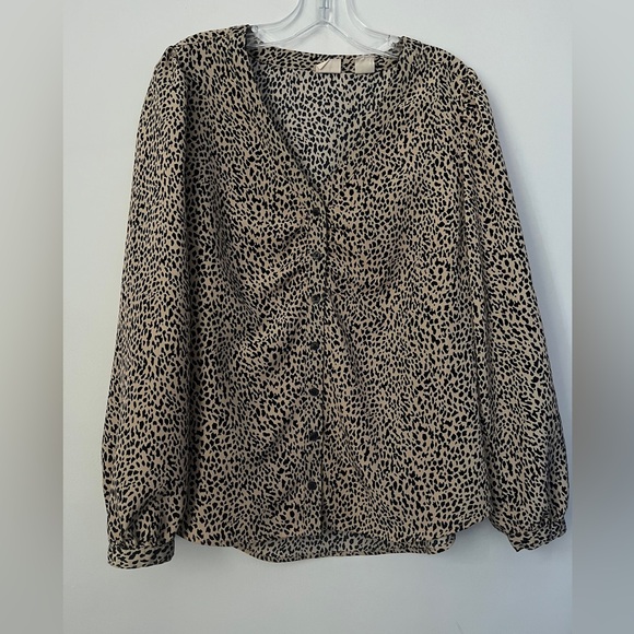 Zenda long sleeve blouse leopard print size L - Picture 1 of 3